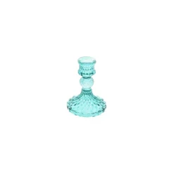 Antik Glas Lysestage Lyseblå