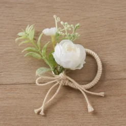 Blomst Servietring Hvid/Grøn