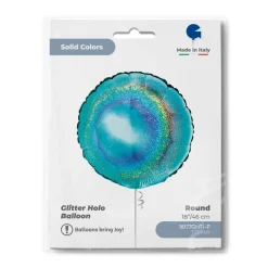 Glitter Rund Folieballon Tiffany Turkis