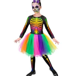 Neon Skelet Kjole Børnekostume