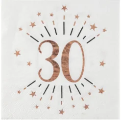 30 Års Konfetti Servietter Rosaguld