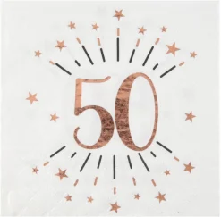 50 Års Konfetti Servietter Rosaguld