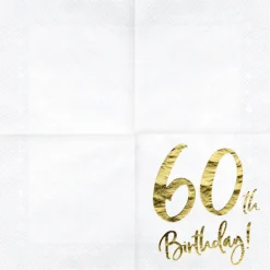 60 Års Servietter Guld/Hvid