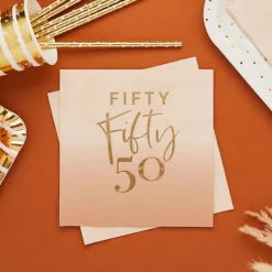 50 Års Servietter Rosa