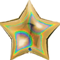 Stjerne Folieballon Holografisk Guld