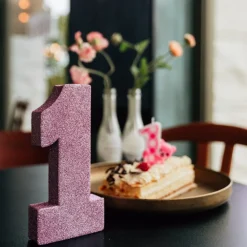 1-tal Bordpynt Glitter Lyserød